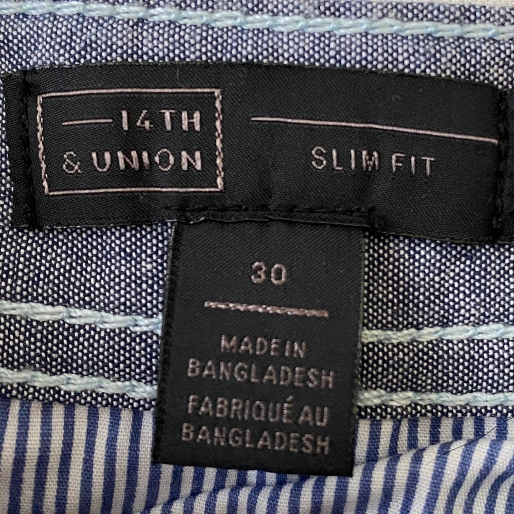 14th & Union Mens Slim Fit Cotton Chino Shorts Light Blue 30 Beach Preppy Summer - Picture 2 of 12